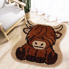 Highland Cow Bath Mat 32"X32" Cute Cow Bathroom Rug for Bathroom Decor Floor ...