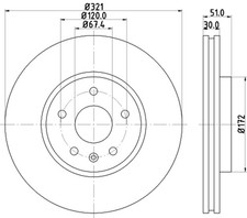2x HELLA PAGID Bremsscheibe PRO High Carbon 8DD 355 129-091 für YS3G CHEVROLET