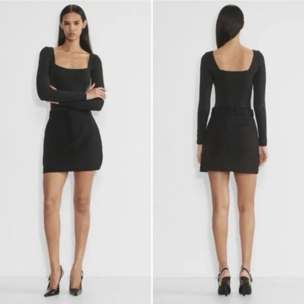 babaton Aritzia solid black square neck bodysuit … - image 2