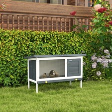 Indoor/Outdoor Wood Rabbit Hutch, Bunny Cage w/Slide-Out Tray, Openable Roof