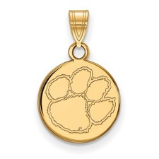 10k Gold LogoArt Clemson University Tiger Paw Small Disc Pendant