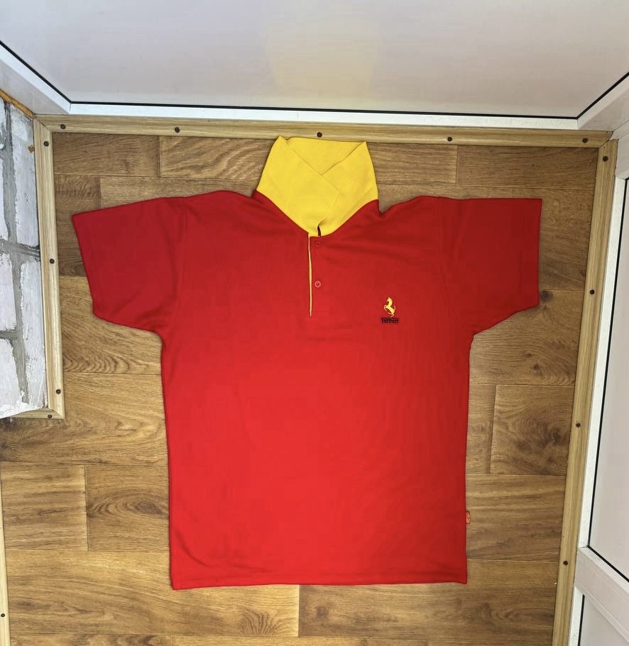 Vintage 1996 Ferrari Michael Schumacher Racing F1 Polo T-Shirt Red Size L