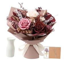 Preserved Flowers Bouquet, Real Eternal Flowers, Gifts For Women, Caramel