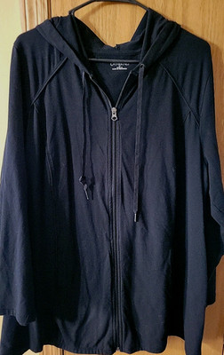Catherines Women s 1X Black Hooded Full Zip Jacket Activewear Athleisure Casual