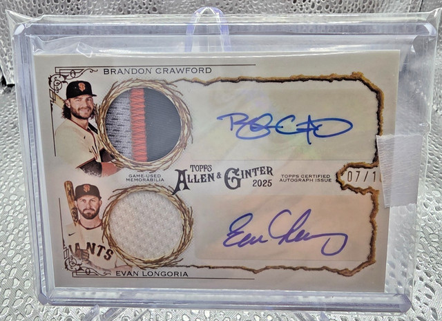 2025 Topps Allen Brandon Crawford/Evan Longoria Dual Game Used JSY Auto #7/10