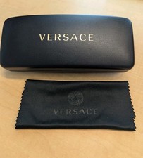 Authentic Versace Unisex Large Black Leather Hard Case - Case And Lens Cloth