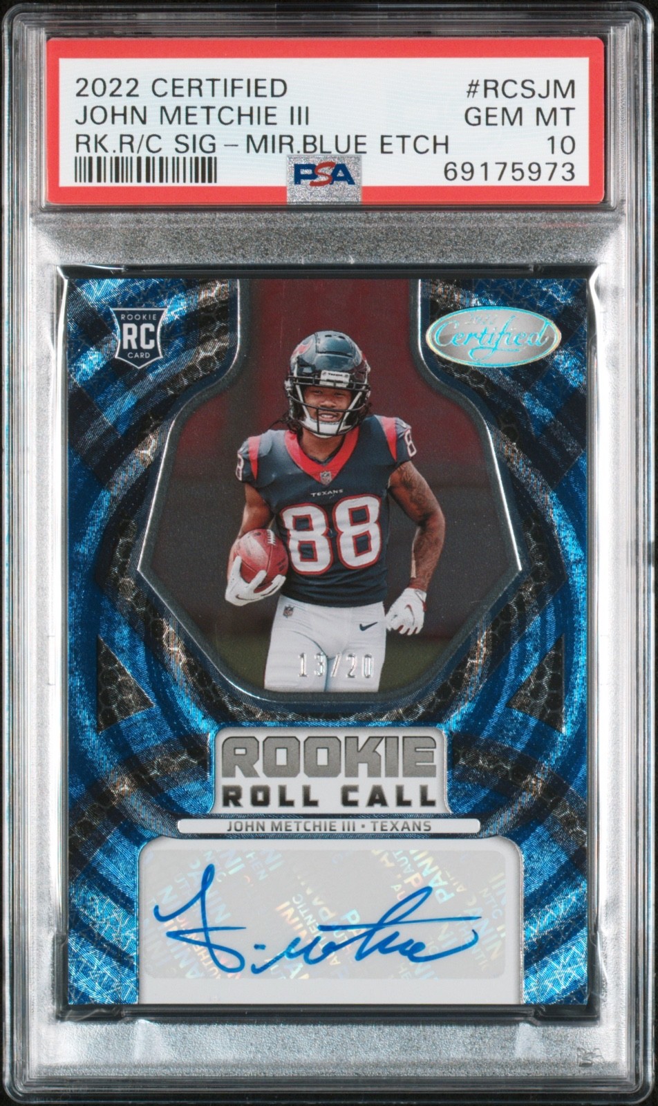 John Metchie Panini Certified Rookie Roll Call Signatures #RCSJM Base