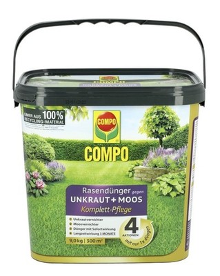 Compo Rasendnger gegen Unkraut + Moos 9 kg 300 m 4in1 Komplett-Pflege  Floranid | eBay.de