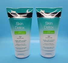 Neutrogena Skin Detox 2-in-1 Clay Wash Mask 5 oz  2 TUBES Exp 11-26. 150ml