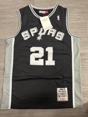 NEW TIM DUNCAN SAN ANTONIO SPURS BLACK MITCHELL & NESS 1998-99 jersey sz XL (46)