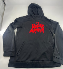 Under Armour Sweatshirt Youth Boys Extra Large Black Red Active Lounge Hoodie