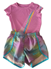 NIKE Girls Toddlers T-Shirt And Shorts SIZE S Dri-Fit Multicolor Short Sleeve