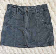 American Eagle Corduroy A-line Mini Skirt 2 Regular Pockets Grey Blue Color