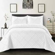 Quilted Bedspread Set 3 Piece Bed Throw With Pillow Shams Single Double King SK