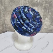 AMY New York Vintage 60s Midcentury Turban Hat‎ Blue Floral Mash Church Derby Fabric Church Vintage Hats for Women for sale | eBay main image 2