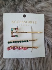 ACCESSORIZE INITIAL HAIR SLIDES SET OF THREE PINK Letter E  Brand New With Tags 