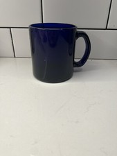 Vintage Cobalt Blue Heavy Glass Mug 12 oz Coffee Teacup Made in USA Beautiful!!
