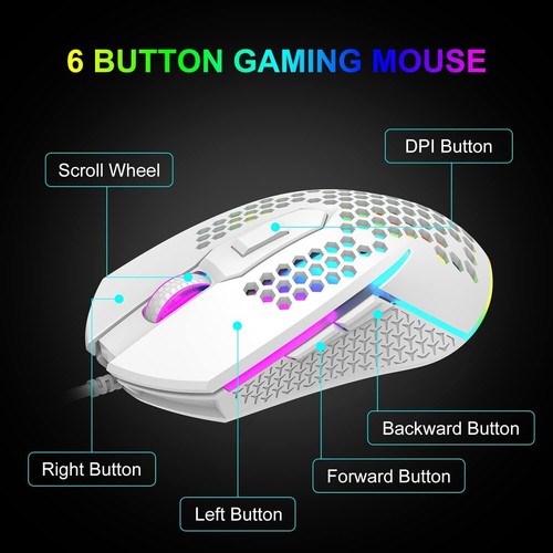 Gaming Mouse 3200DPI Wired RGB Backlight Optical Ergonomic For PC Laptop PS4Xbox - Picture 3 of 14