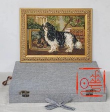 Handmade King Charles Spaniel Needlepoint Framed Wall Hanging 48 36.5cm