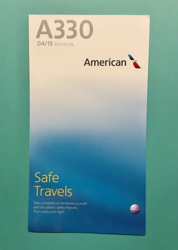 2015 AMERICAN AIRLINES SAFETY CARD--AIRBUS 330 - Picture 1 of 1