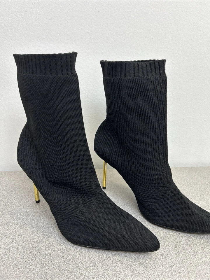 Moda Nova Botines, Calcetín Ajuste, Stiletto de Metal Dorado, Para Mujer Talla 11” Foto 2 de 4