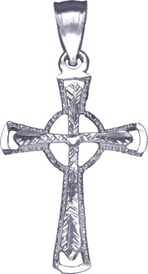 Sterling Silver Celtic Cross Charm Pendant Necklace Diamond-Cuts and 18 ...