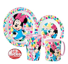 4er Set  Minni Maus Kinder-Geschirr Teller, Müslischale,Tasse und Becher