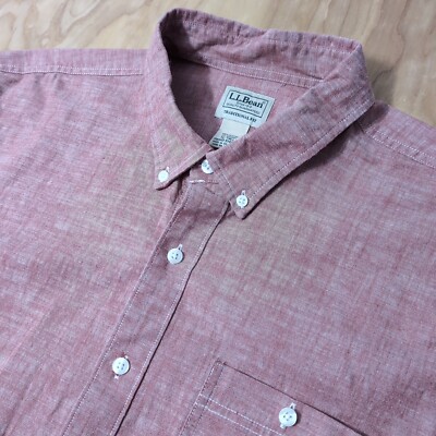 NEW LL Bean Button Down Shirt XLT Sienna Chambray Traditional Fit Stretch