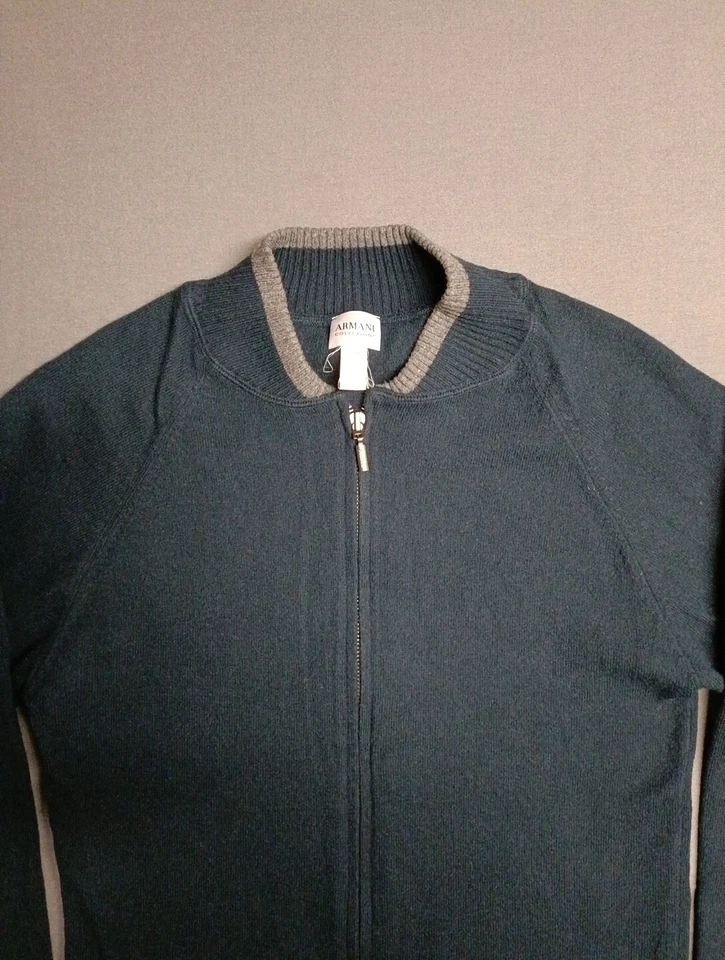 Armani Collezioni Sweater Men's Small S Full Dual Zip Navy Cashmere Blend - Image 2 of 4