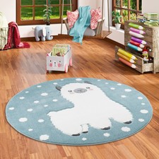 Kinder Teppich Maui Kids Alpaka Pastell Blau Rund