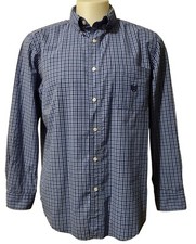Chaps Dress Shirt Mens Large Button Up Plaid Long Sleeve Lightweight Pocket Logo