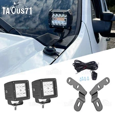 Hood Ditch LED Light Pods Brackets Wire Kit For Chevy Silverado GMC Sierra 07-13