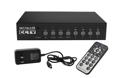 Video Quad Color 4CH Multiplexer 2 BNC Output w/ Remote Control &1Amp Adapter