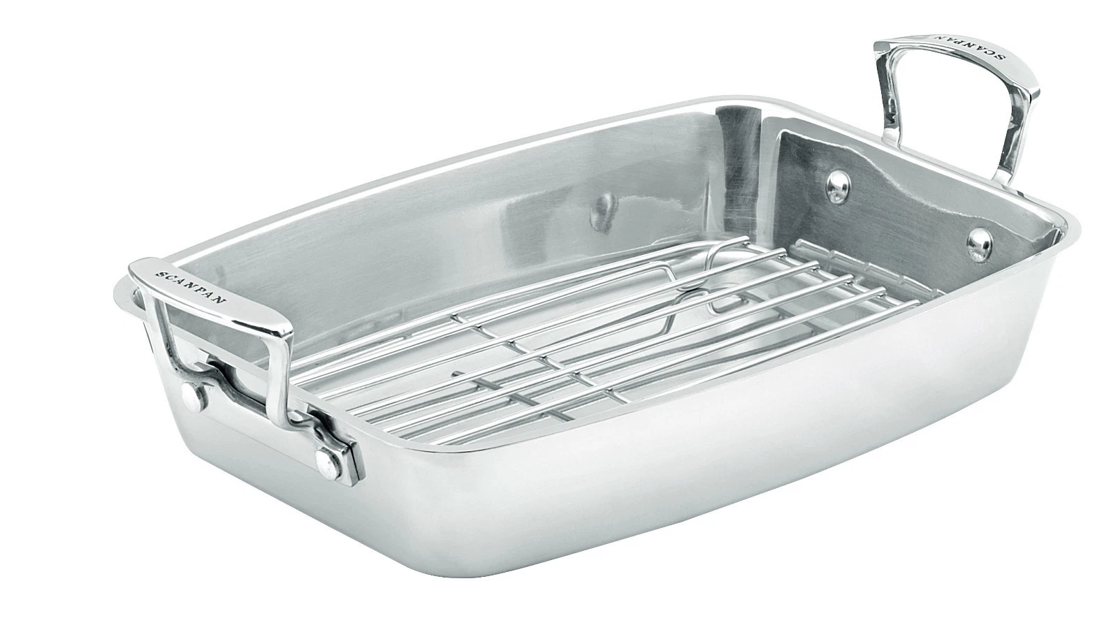 New SCANPAN Impact 18/10 S/Steel Roasting Pan Tray w/ Rack 44 x 26 x 6.5cm