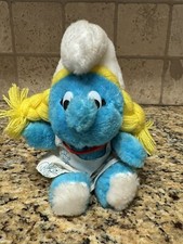 Vintage 1981 Smurfette 10" Plush Doll Stuffed Smurf Wallace Berrie