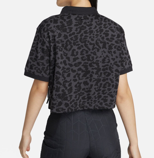 Nike Dri-Fit Leopard Print Golf Polo Shirt Black Cropped