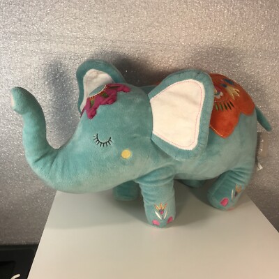 Levtex Baby Plush Elephant Aqua Boho Zahara Colorful Applique Stuffed  Animal 18