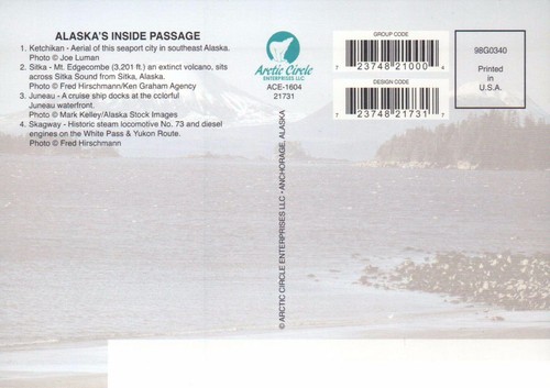 Inside Passage Alaska, Glacier Bay, Ketchikan, Juneau, Sitka etc. - Map Postcard - Picture 2 of 2