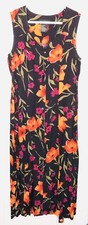 Jamie Brooke Women 12  XL Long Maxi Button Down Dress Floral Sleeveless Tie Back