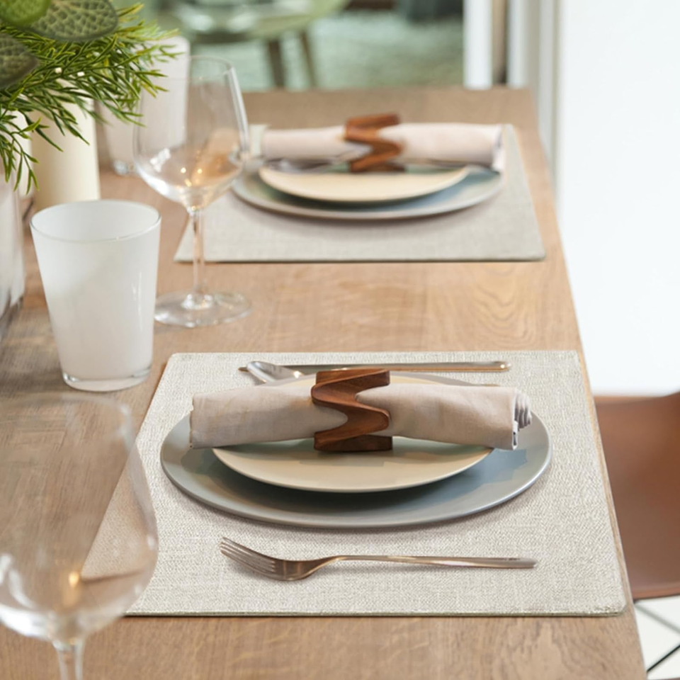 Cream Cloth Placemats Set of 6 Cotton Linen Blend Washable Dining Table