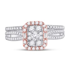 14kt Two-tone Gold Womens Princess Diamond Wedding Engagement Ring Set 3/4ctw