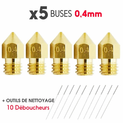 x5 Buse Laiton Nozzle 0.4mm pour Alfawise U20 One / U20 Plus / U50 imprimante 3D