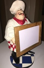 Chef Cook Figurine White Announcement Menu Board Restaurant 17  Tall Statue