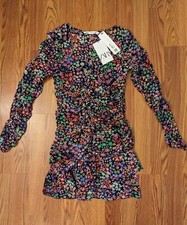Zara Floral Print Long Sleeve Ruched Ruffled Dress  2560/639 Size XS NEW