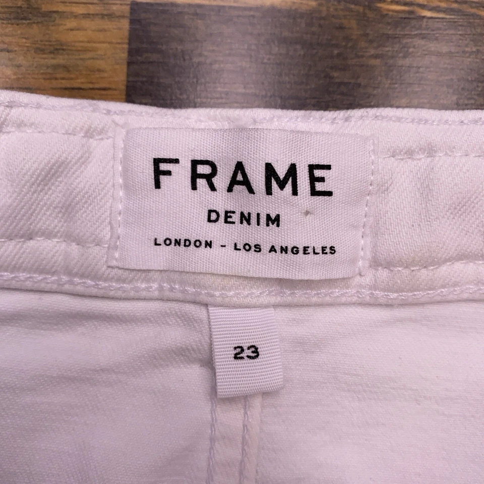 Frame Denim Mini Skirt 23 White Gold Snap Buttons Stretch - Image 4 of 4