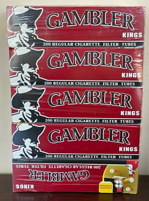 Gambler Regular King Size RYO Cigarette Tubes - 5 Boxes ~Ships In Box