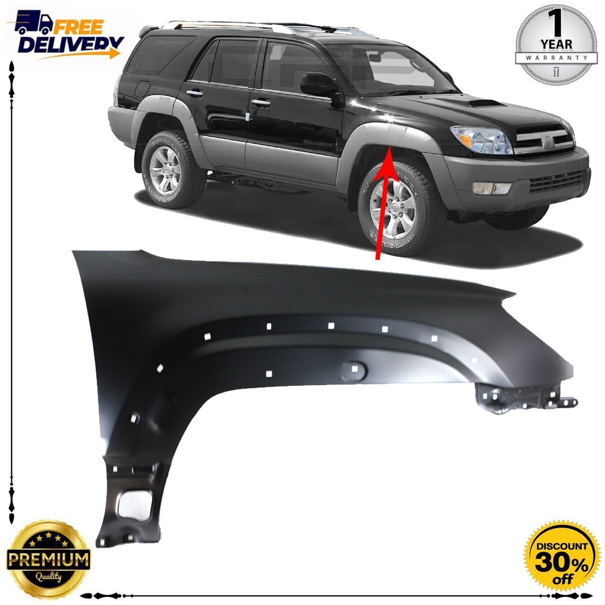 Set Of 2 Front Fender Liners For Toyota 4Runner (2003-2024) & Lexus GX460/GX470 5 thumbnail image