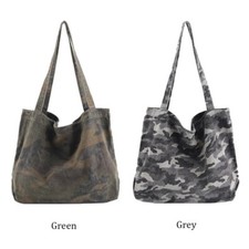 Women Canvas Tote Shoulder Bag Camouflage Handbag Large Capacity Retro