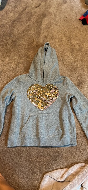 girls ps from Aeropostale gray heart sequined hoodie jacket sz 10