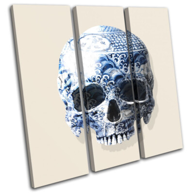 Ornate Skull Luxury Asian Vintage TREBLE Leinwand Kunst Bild drucken
